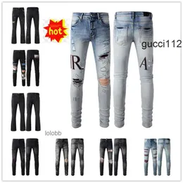 Chegadas de motociclista calças jeans calças amis am roupas 2024 novo amar coolguy mens designer de luxo miri roxo jeans homem buracos amari jean sx18 amirirlies zn2e