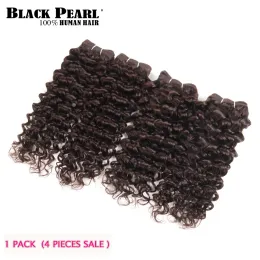 Black Pearl Brasilian Jerry Curl Human Hair Weave 4 Bundles Deal 1# 2# 4# Remy Afro Kinky Curly Hair Bundles 190G 1 Pacchetto