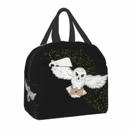 Halen Owl Flight Thermal Isolated Lunch Bag Mulheres Bruxa Magia Almoço Portátil Tote para Trabalho Escola Viagem Armazenamento Caixa de Alimentos M31t #