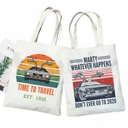 ritorno al futuro Futuro Negozio di auto Borsa della spesa Borsa Bolsas De Tela Tote Bolsa Shop Bag Borsa di iuta Tote Tessuto personalizzato F4SI #