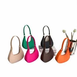 FI Crescent Väskor axelväska mångsidig filt tyg armhålväskor solid färgväska för flickor kvinnor handväskor bärbar resväska i3nn#