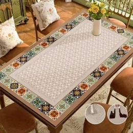 Table Cloth Anti-slip PVC Table Cover Dustproof Floral Printing Tablecloth Desks Decor Protector Table Cloth Simple Style Table Covers Nappe Y240401