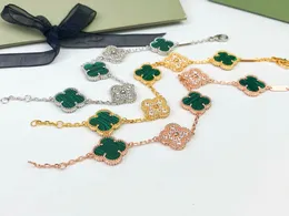 24 Designers de luxo Nova Lucky Grass High Edition Precisão Gravada Quatro Folhas Grama Cheia de Diamante Cinco Flores Pulseira Vermelho Jade Medula Peça de Mão Branca Beimu Completa