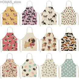 Grucciali di grembiuli Bulldog Dachshund Apron di cucina stampata per donna senza maniche in cotone petto di cotone cucina cucina cucina strumento di pulizia del tavolino delantal y240401