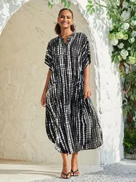 Fitshinling Pockets Cotton Beach Cover-Ups Swimwear Outfits For Women Robe Bohemian Vintage Oversized Long Dress Outing Vestidos