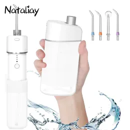Whitening Stretchable Electric Dental Dental Stone Pulse Removal Water Floss 3 Mode 4 Nozzles Jet Tips Cleaner Portable Oral Irrigator