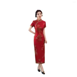 Abbigliamento etnico Cheongsam Elegante passerella da donna Anno di toast Dress Evening Wedding Weary Jacquard