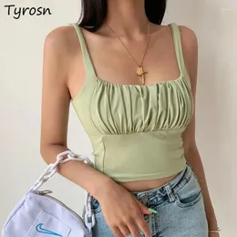 Kvinnors tankar camis kvinnor vikar chic backless sexig smal europeisk stil semester sommar mode fasta inster girlish fest casual streetwear tops