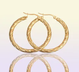 Hela rostfritt stålcirkelkreolhoppar örhängen Goldcolor Bamboo Basketball Wives Hoop örhängen för Famale Gift9120992