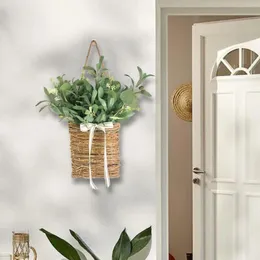 Decorative Flowers Front Door Hanging Basket Wreath Artificial Dining Room Spring Greenery Leaves For Festival Wedding Courtyard