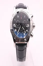 Dhgate Выбранный поставщик часов Men Seawolf Chrono Black Dial Black Leather Belt Watch Quartz Watch Watch Watches7123956