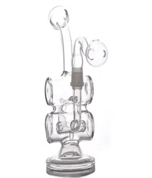 8 tum mini dab riggar glasolje riggar återvinn bong dubbel fat perkolator rökande vattenrör med 14 mm fog glasoljebrännare pi7845351