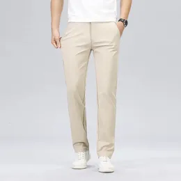 Классический стиль мужские модные повседневные брюки бренд сплошной бизнес, бизнес, прямолинейный армия, бежевый хаки анти-морщины 240429