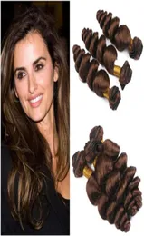 Loose Wave 4 Chocolate Brown Virgin Human Hair 3 Bundle affärer hela peruanska mörkbrunt mänskliga hårvävbuntar 1030quot 80362554341664