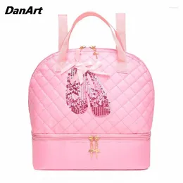 Stage Wear Girls Ballet Dance Bag Girls 'Princess Independent Shoe Warehouse Gymnastics Yoga Durável Bolsa Escolar Mochila