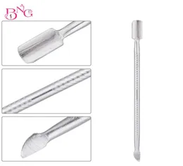 Bng 10pcs cut cottente argento ridotto a doppia push cuticola per chicche per la manicure strumento per la cura delle unghie in acciaio inossidabile Nagelriem Pusher8323017