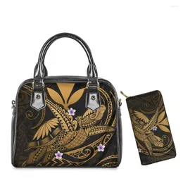 Shoulder Bags Noisydesigns Female Zipper Purse Large Capacity Messenger Bag Sets Traditional Tribe Patten Kanaka Maoli Flower Handbag