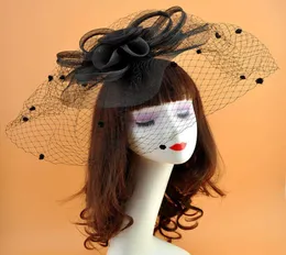 Mesh Floral Fascinator retro tarzı saç takılar büyük boy ağ noktaları büyüleyici şapkalar5891365