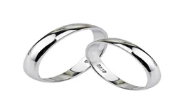 925 Sterling Silver Smooth Simple Couple Rings Solid Wedding Band Rings Fashion Jewelry For Women Men8003226