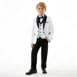 Men's Suits Spring Boys Top Quality Plaid Wedding Suit Teenager Kid Formal Tuxedo Bowtie Dress Children Blazer Party Performance Costume