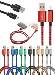 USB C Кабели быстрого зарядки 2A Нейлоновое плетение 1M 2M 3M 3 фута 6 -футового шнура длиной 10 футов для Samsung S7 S8 S21 S22 Мобильный телефон Xiaomi 8566228