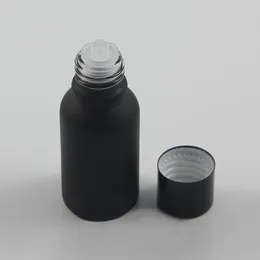 Lagerflaschen China Herstellen mattschwarz hoher Qualität 15 ml tragbare ätherische Ölglasflasche 0,5 Unzen mit Schraubenkappe