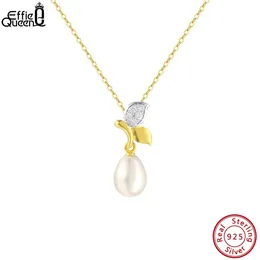 Effie Queen Fashion 925 Sterling Silver Cherry Pendant Natural Freshwater Pearl Necklace for Women Girls Party Jewelry GPN43 240425