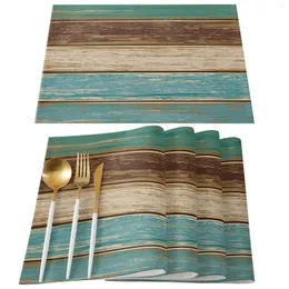 Tapetes de mesa retro rústico textura de madeira placemats conjunto de 6 impermeabilização resistente a manchas para decoração de jantar de cozinha