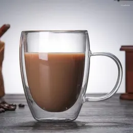 タンブラーダブルガラス高ホウ素酸塩耐火家庭用ジュースミルクコーヒーカップラウンド卵透明な熱中茶