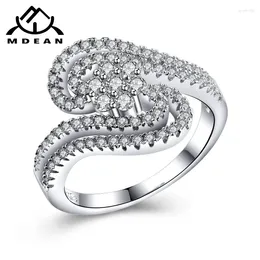 サイドストーン付きMdean White Gold-Color Wedding Hollow Rings for Women Engagement Zircon Jewelry Party Bagueアクセサリーサイズ6 7 8