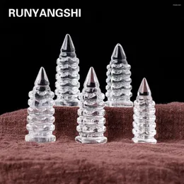 Dekorativa figurer 1pc Natural Crystal Clear Quartz Wenchang Tower Crafts Handgravering Pagod Reiki Collection Healing Home Decor