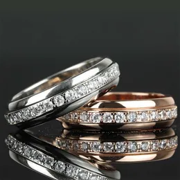 S925 Srebrny srebrny Pierścień parowy o wysokiej konstrukcji może obrócić pełną gwiazdkę kryształową pierścień diamentowy, aby złagodzić naprężenie obrotowy pierścień miłosny nigdy nie zanikał