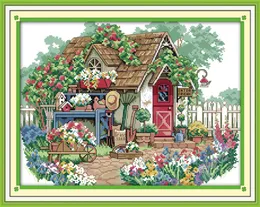 Blumenkabine Wald Schönheit Haus Dekor Malerei handgefertigte Kreuzstichsticksticke Nadel Sets Zähler Druck auf Canvas DMC 14ct1638922