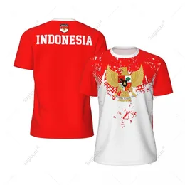 Exklusiv design Indonesia Flagkorn 3D Tryckta män för att köra cykelfotboll Tennis Fitness Sports Jersey Mesh Short T-shirt 240426