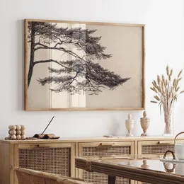 Pine Tree Branch Vintage Drawing Posters and Prints Canvas Painting Wall Art Picture for Living Room Home Decoration 240425