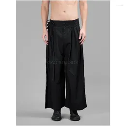 Pantaloni da uomo Lace-up plus size pantaloni corti decostruiti designer originale sagoma nero sciolto