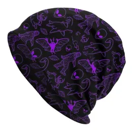 Berets Bonnet Hats Supernatural Men Women039s Knitting Hat Cryptid Pattern Purple Background Winter Warm Cap Beanies Caps7471596