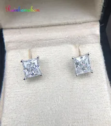 Stud Rainbamabom 925 Solid Sterling Silver criou Moissanite Gemstone Ear Studs Brincos de ouro brancos unissex jóias finas whole5424300