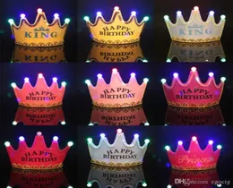 LED Crown Hat Christmas Cosplay King Princess Crown LED Happy Birthday Cap Lys Led Christmas Hat Färgglada glittrande huvudbonad 3457801