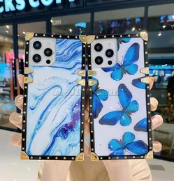 Fashion women iphone case blue butterfly dreamy square phone cases for iphone 78Plus XR X XS 11 11Pro Max 12mini 12Pro fast ship1038856