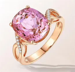 Fashion Jewelry Imitation Natural Pink Tourmaline Ring Fashion Ring Female Pink Crystal Inlaid Zircon Ring5169344