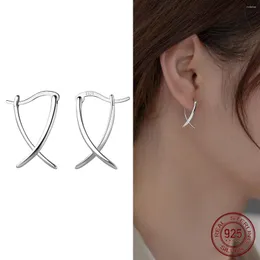 Brincos de argola La Monada Linha Cruzada Mulher Prata 925 Jóias Finas Simples Sterling para Mulheres Hoops