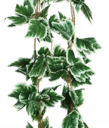 10PcsLot Artificial Big Leaf White Grape Ivy Leaf Garland Plants Vine Fake Foliage Flowers Wedding Home Decorations 75Feet1312196