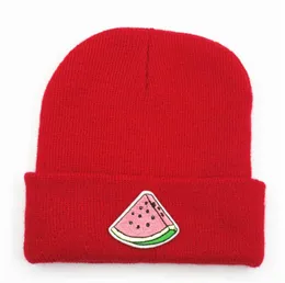 LDSLYJR Cotton Watermelon fruit embroidery Thicken knitted hat winter warm hat Skullies cap beanie hat for adult and children 1509921585