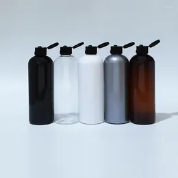 Bottiglie di stoccaggio 24pcs 300 ml Bramo da viaggio in plastica trasparente marrone nera con tappo a foglietto da 10 once shampoo shampoo doccia gel packaging
