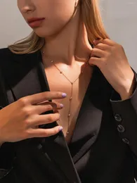 Ketten Mode Edelstahl Y-Form Halskette für Frau Persönlichkeit Infinity Cross Anhänger Gold Farbketten auf Nacken Frauen Schmuck