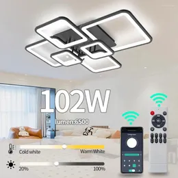 Chandeliers Modern LED 메모리 기능을 갖춘 미니멀리스트 샹들리에 기하학적 디자인 거실 침실 천장 램프를위한 RC
