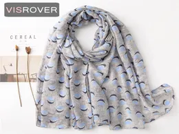 Visrover 2020 Blue Geometric Printing Viscose Summer Scarf Woman Fashion Blue Dot Wraps Spring Shawls Hijab Gift Wholes9654439