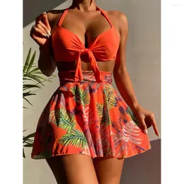 Kadın Mayo Üç Parçalı Mayo Kadın Baskı Bikini 2024 Kadın Seksi Split Bather Bathing Suit Beachwear Kadın