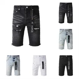 Jeans roxos shorts curtos designer de short hole straight strum summer club azul estilo feminino de luxo manchas x7g4